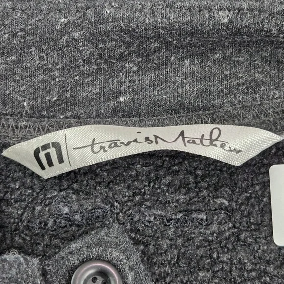 Travis Mathew Men Sweater M Charcoal Button Henley Long Sleeve - Picture 4 of 8